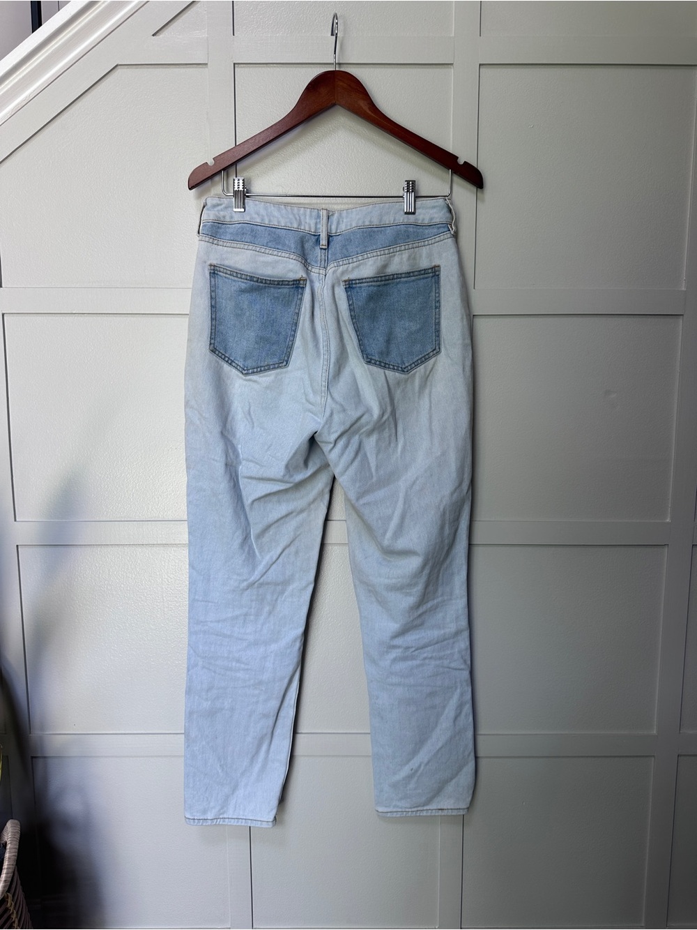 PacSun Two-Tone Light Blue & Cream Patchwork Jeans - Picture 2 of 3
